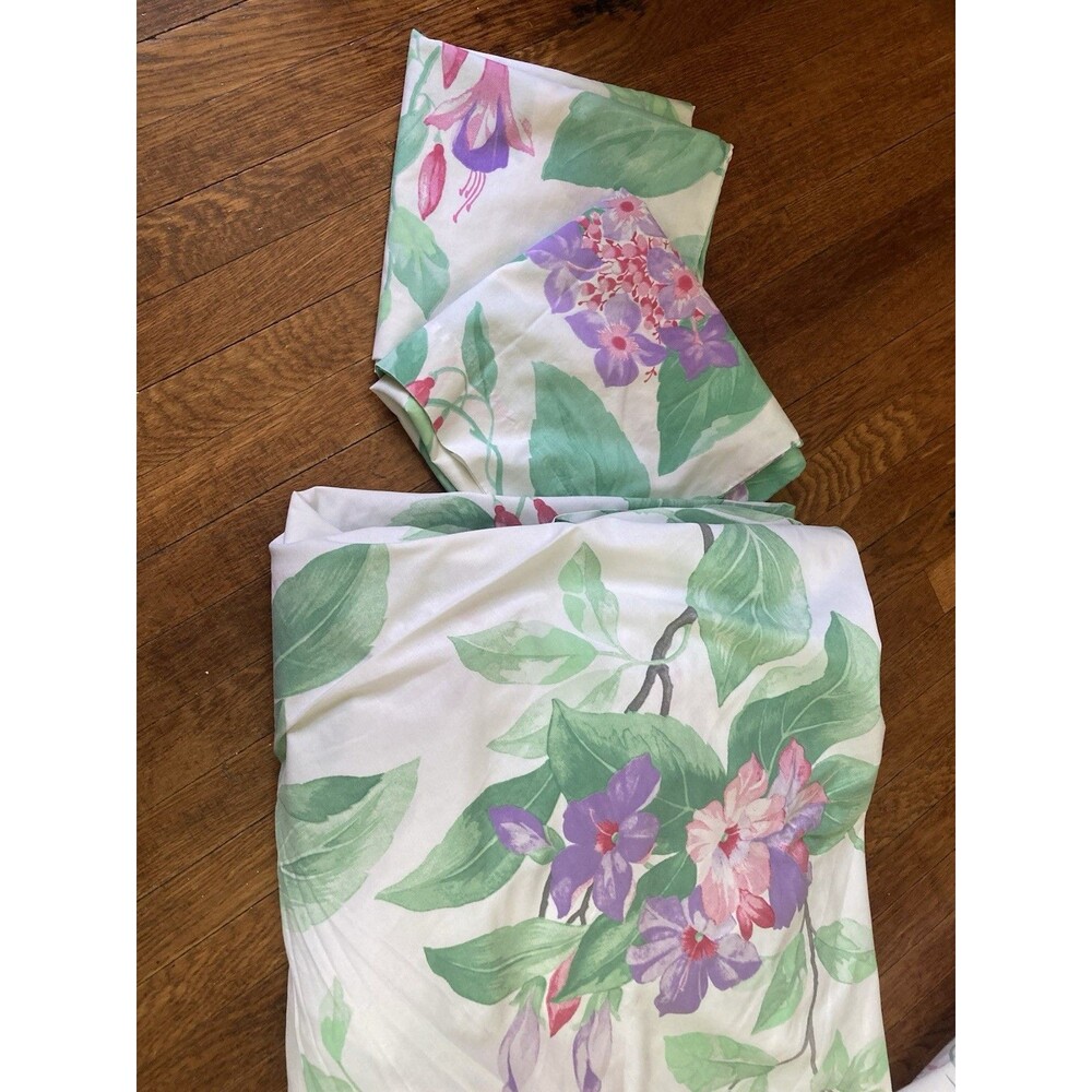 Vintage Springmaid KING Sheet Set Pastel Floral Tropical  USA Pillowcase Top